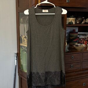 VDP Gray Sleeveless Top with Black Accents size 50 or XL (size 14) .